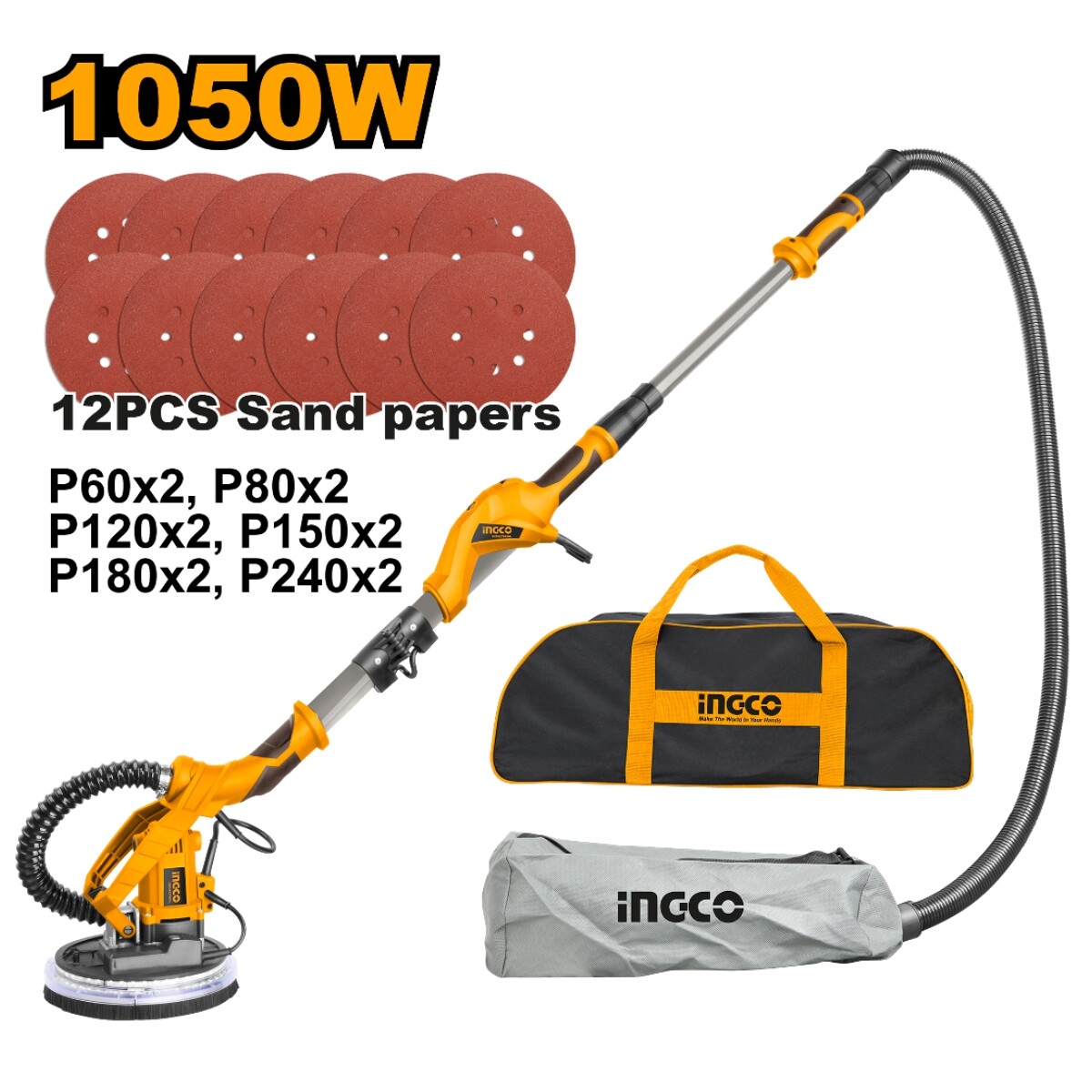 Lijadora Yeso Eco Ingco DWS10501 con Bolso 
