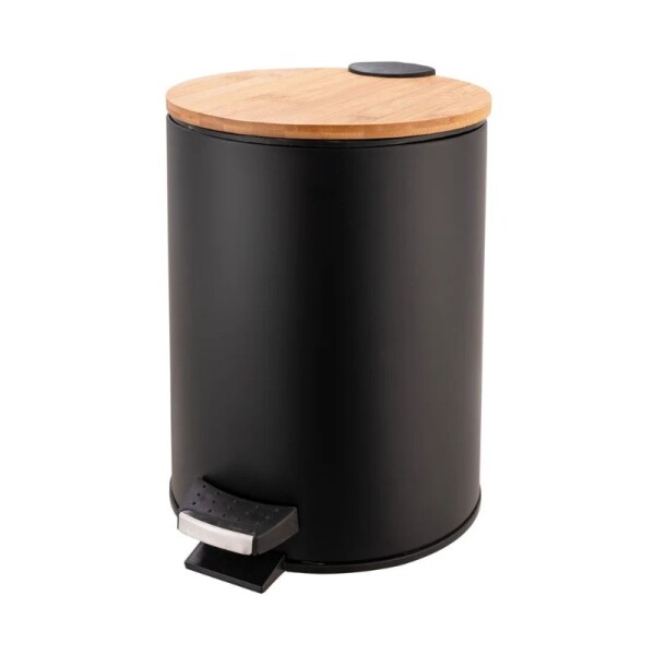 PAPELERA CON TAPA DE BAMBU - 5 LT NEGRA PAPELERA CON TAPA DE BAMBU - 5 LT NEGRA