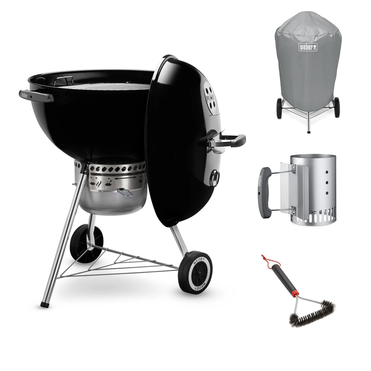 Bundle Carbón Kettle Weber Premium 22" + Accesorios 