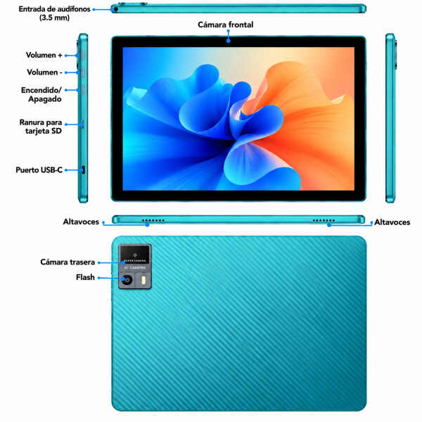 Tablet Cp31w 10.1" Android 20ram 128gb TURQUESA