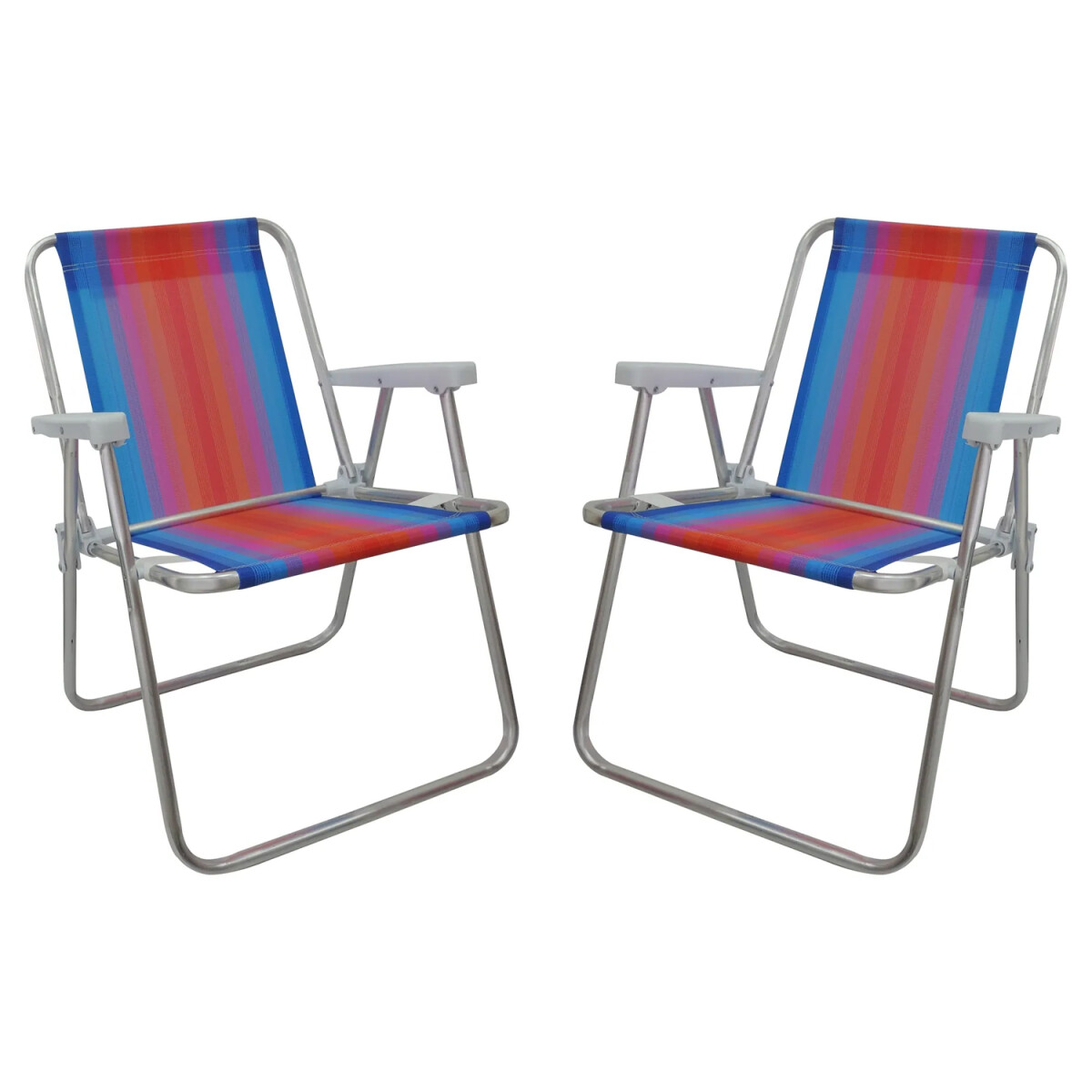 Set X2 Reposeras Sillas Alta Plegables Aluminio Conforto Mor - Celeste/naranja 