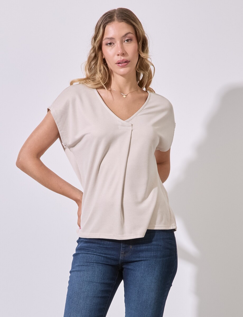 Blusa Esc V - Beige 