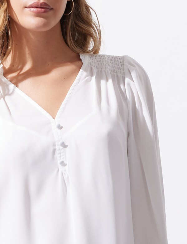 Blusa Gasa Smock BLANCO