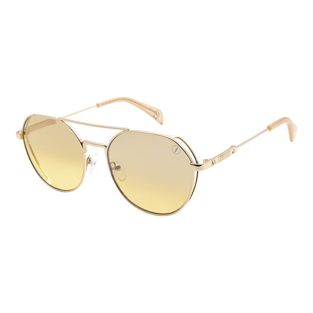 Lentes de sol De Acero Inoxidable Redondo Flap Amarillo/Dorado