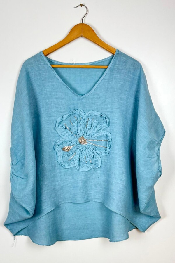 BLUSA LINO MIREL CELESTE