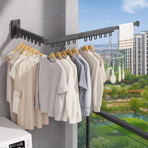 Tendedero Plegable Extensible Tender de Pared Ropa Balcon 1.20 metros IMBACK Color Negro Tendedero Plegable Extensible Tender de Pared Ropa Balcon 1.20 metros IMBACK Color Negro