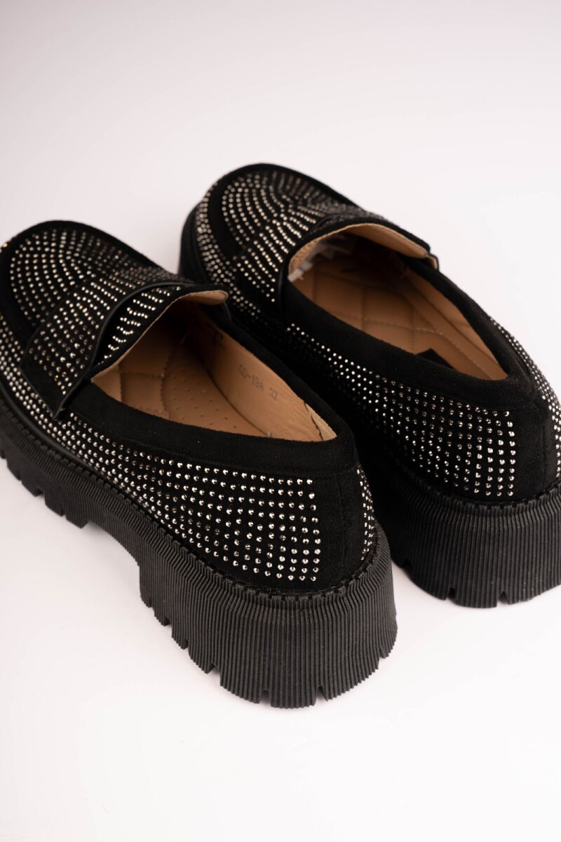 Mocasín con strass Negro