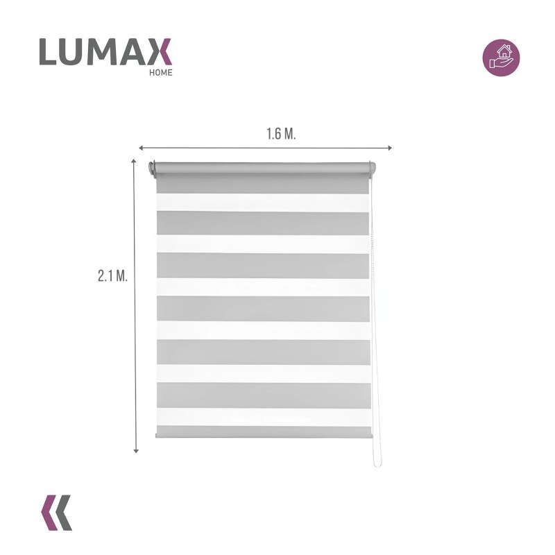 Cortina Roller Zebra Simple Lumax 1.6 X 2.1m Gran Calidad Gris