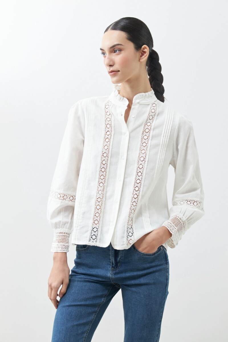 Camisa romántica con puntillas blanco