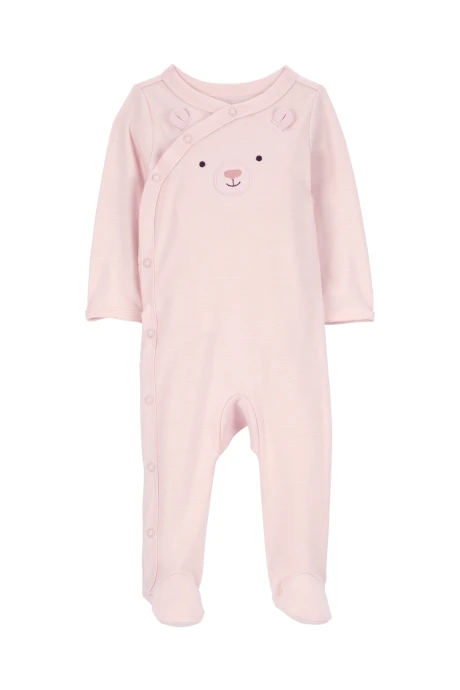 Pijama uno pieza de algodón, con pie, diseño osita Pijama uno pieza de algodón, con pie, diseño osita