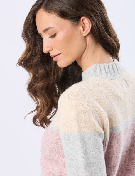 BUZO TEJIDO COMBINADO ROSA