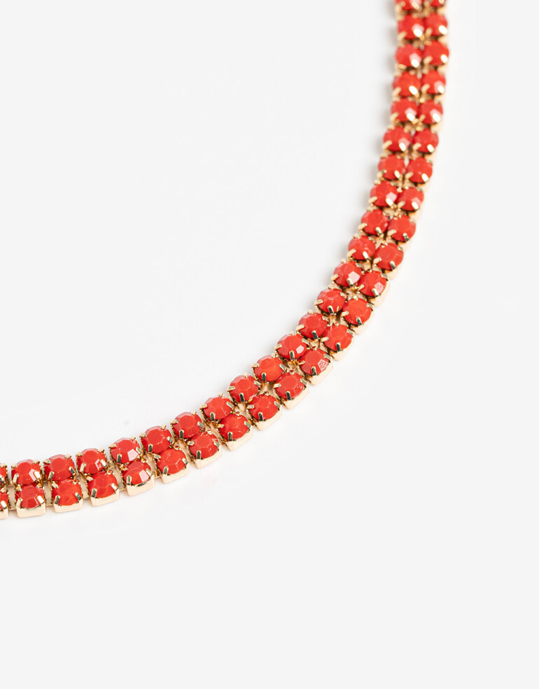 Collares Cortos Strass Collar Corto Strass Rojo - Rojo Medio