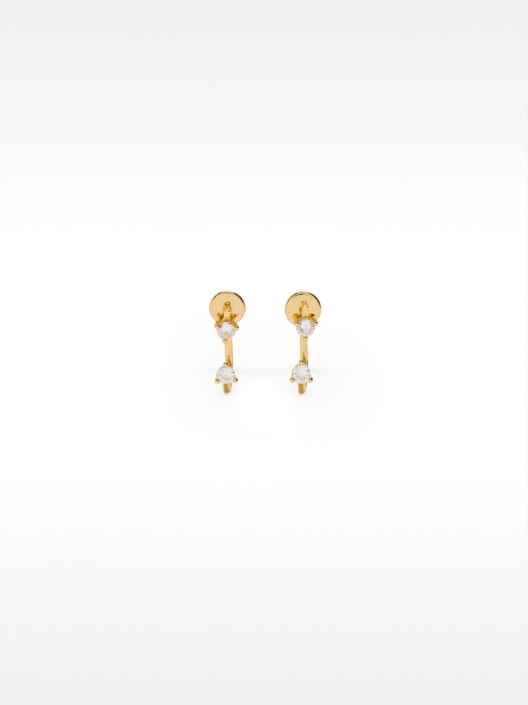 Pendientes Ear Jacket Con Circonitas - Plata De Ley 925 dorado