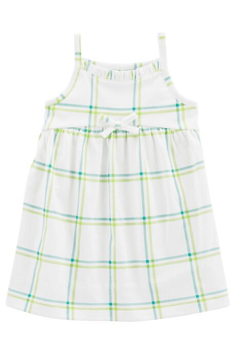 Vestido solera de algodón diseño a cuadros Sin color
