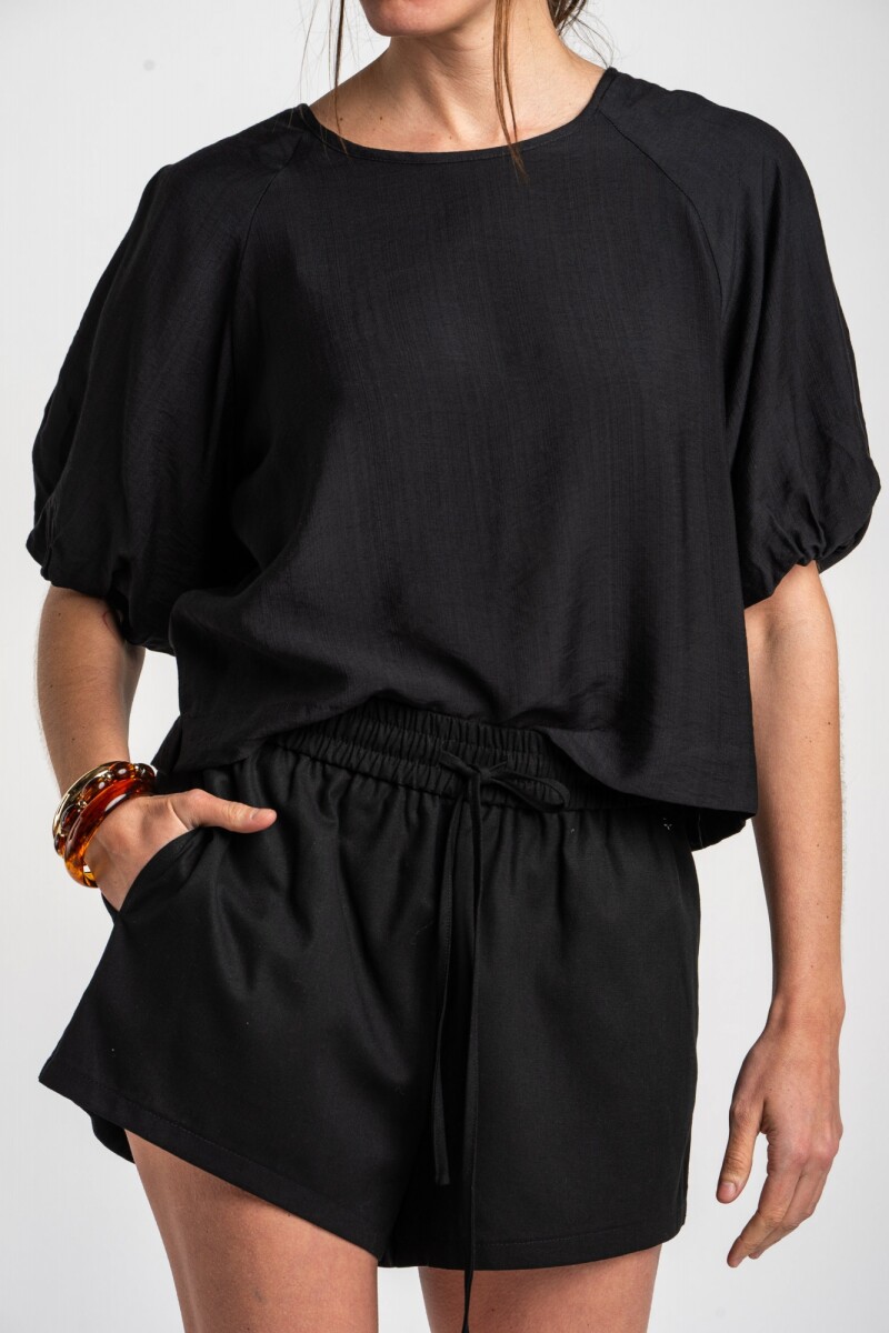 Blusa Mangas Balloon Negro