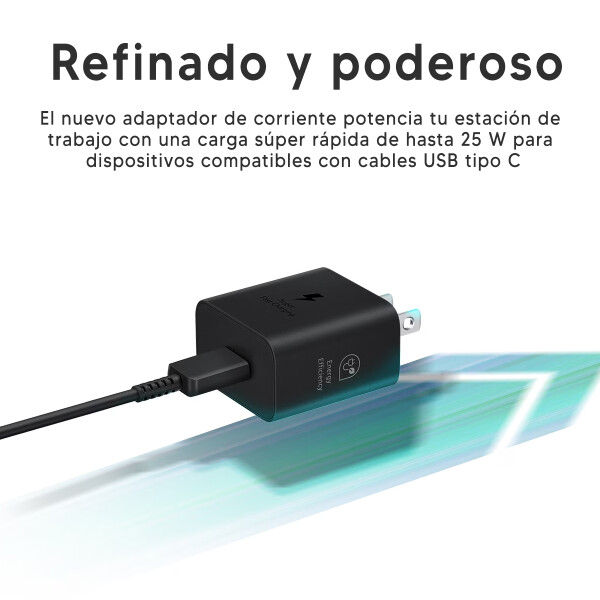 Cargador Samsung 25w Original Tipo C CARGADOR SAMSUNG 25W TIPO USB NEGRO