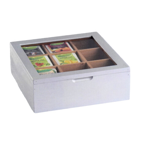 CAJA TE MADERA BCA 9 DIVISIONES TAPA CON VIDRIO CAJA TE MADERA BCA 9 DIVISIONES TAPA CON VIDRIO