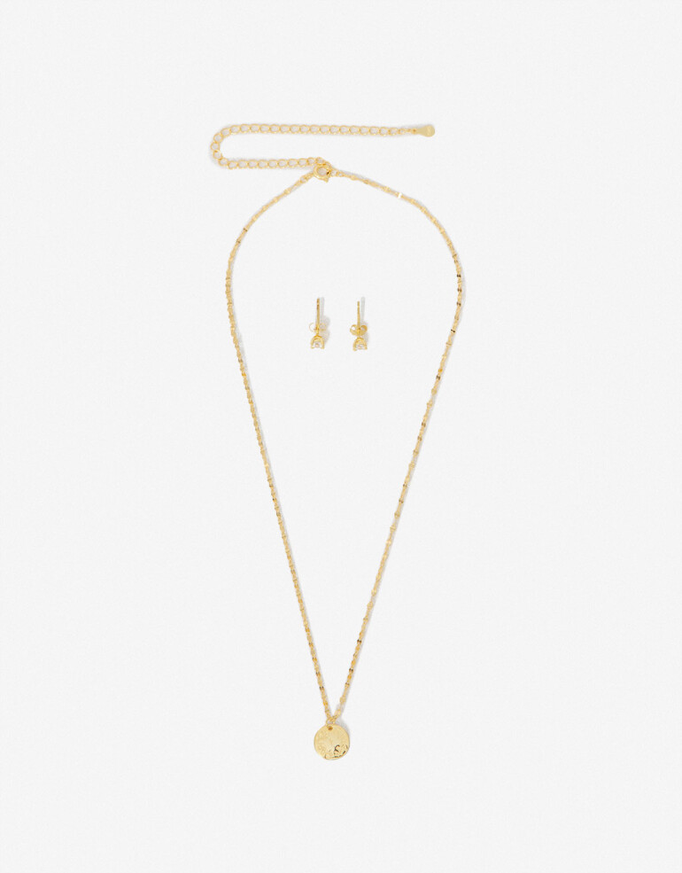 Bijouterie Set Exclusive Edition Set Aros Pasantes Y Cadena Plata 925 - Dorado