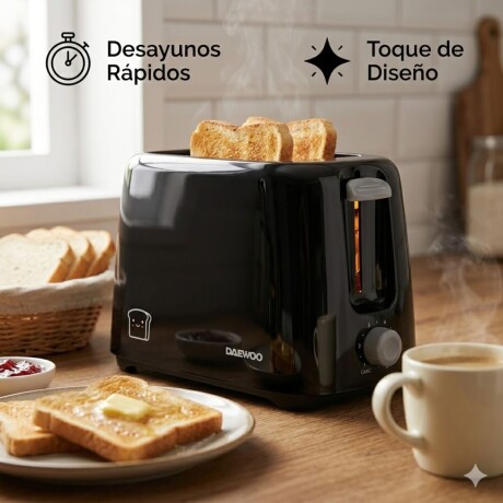 Tostadora eléctrica Daewoo | Ranuras extra anchas | Color negro Tostadora eléctrica Daewoo | Ranuras extra anchas | Color negro
