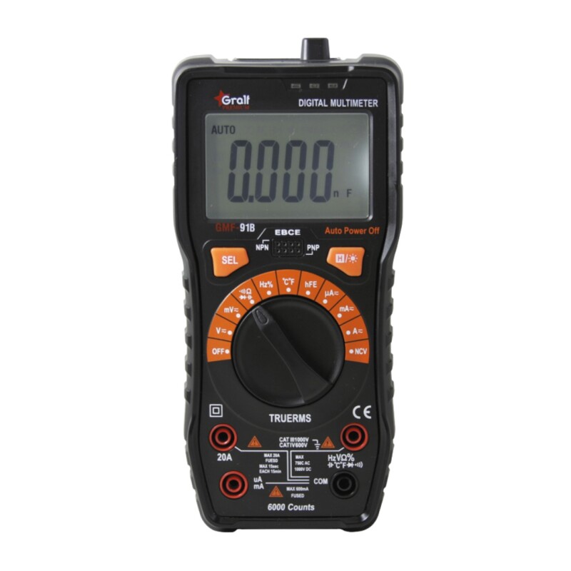MULTIMETRO DIGITAL PREMIUM AUTORANGO 1000VCA, 750VCC/20ACACC GMF-91B MULTIMETRO DIGITAL PREMIUM AUTORANGO 1000VCA, 750VCC/20ACACC GMF-91B