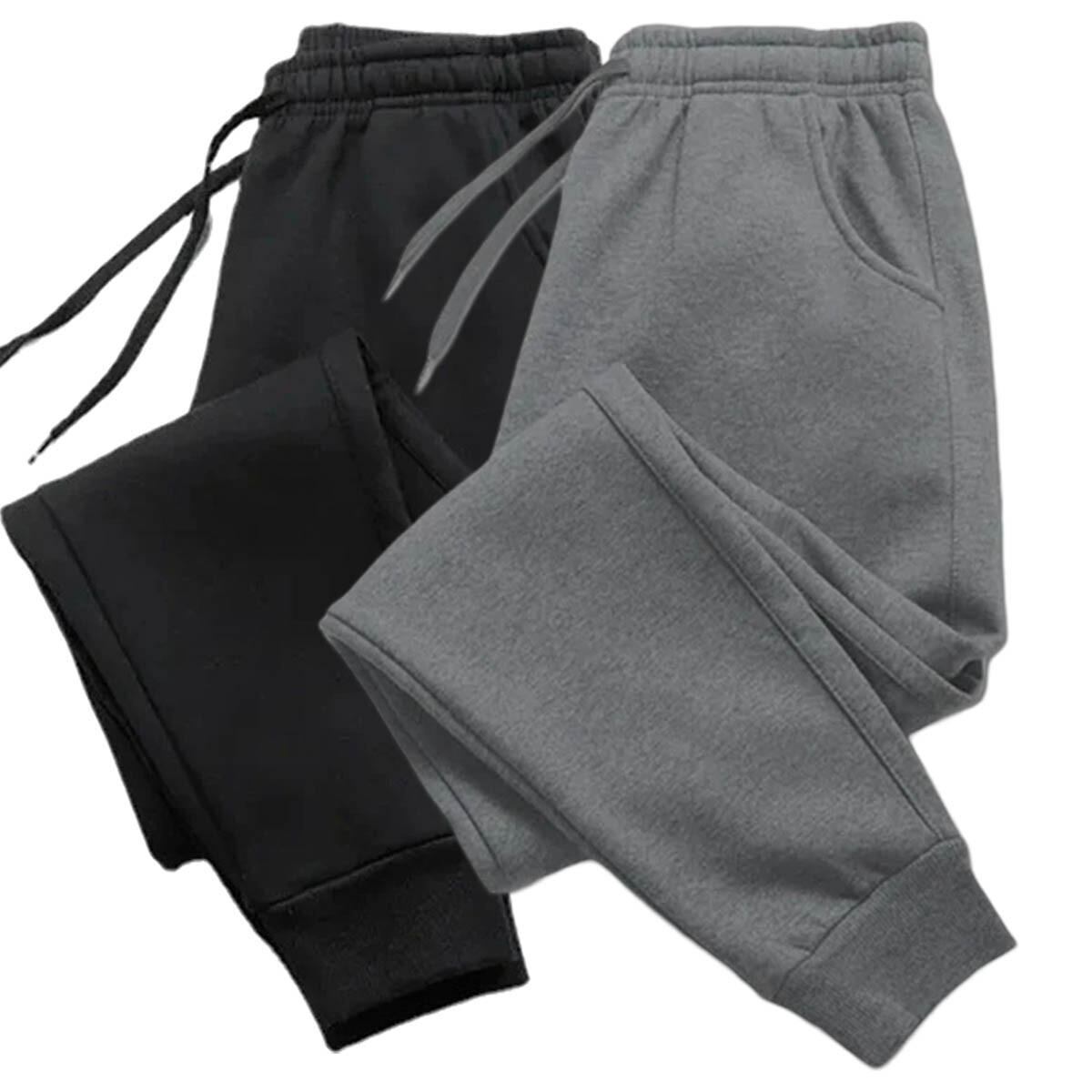 SetX2 Pantalón Deportivo Puño Corderito Jogging Unisex - Negro Gris Oscuro 