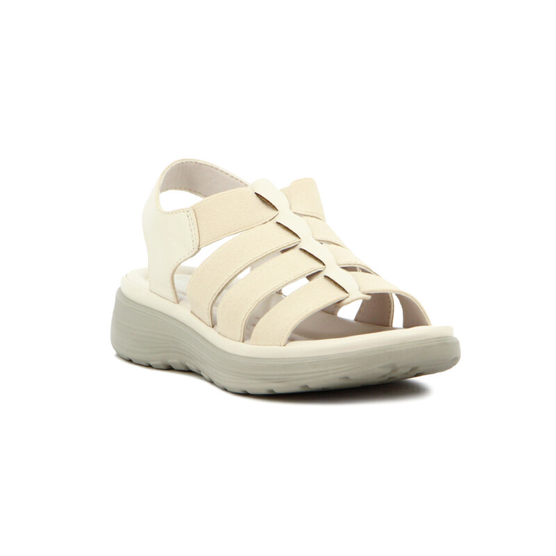 Wonder Sandalia Dama Confort Tres Tiras C/ Pulsera Beige
