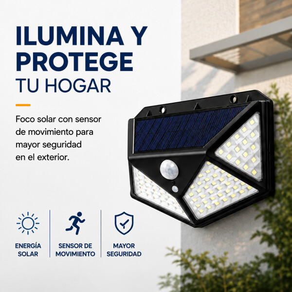 Foco Exterior Solar Sensor Movimiento Bateria 100 Leds Foco Exterior Solar Sensor Movimiento Bateria 100 Leds