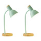 Pack X2 Lampara Escritorio Portatil Nordica Madera Vintage Verde