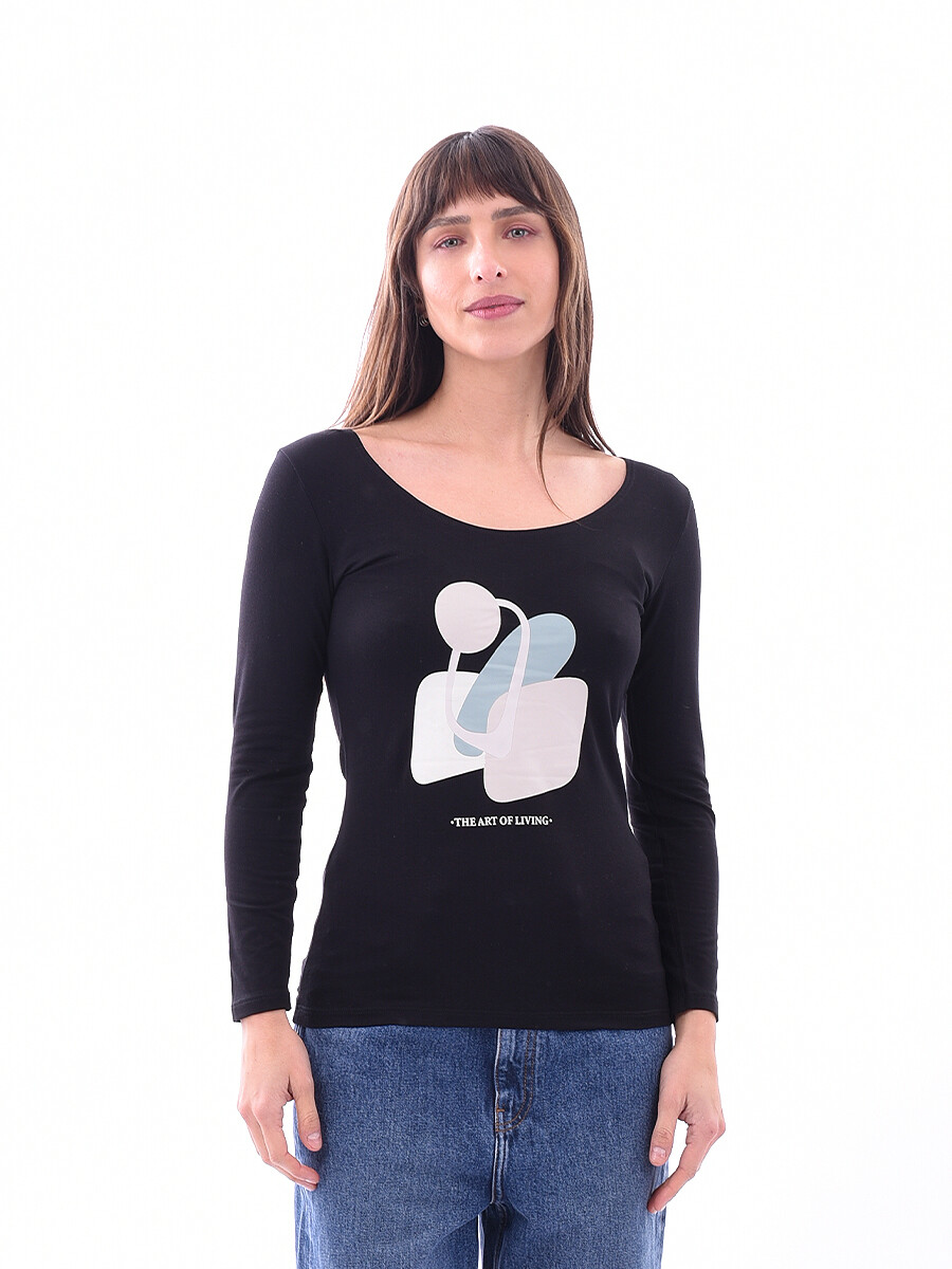 REMERA THE ART OF LIVING - NEGRO 