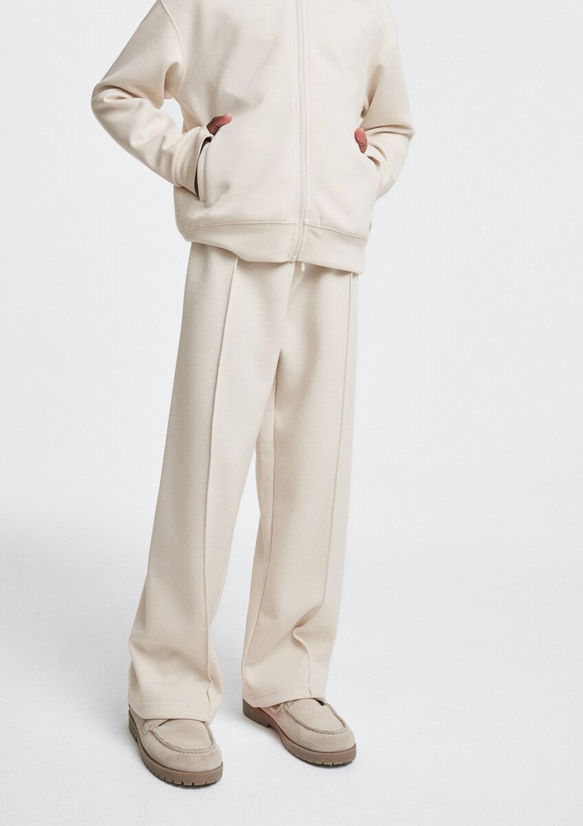 PANTALÓN CON CINTURA ELASTIZADA - BLANCO - BLANCO 