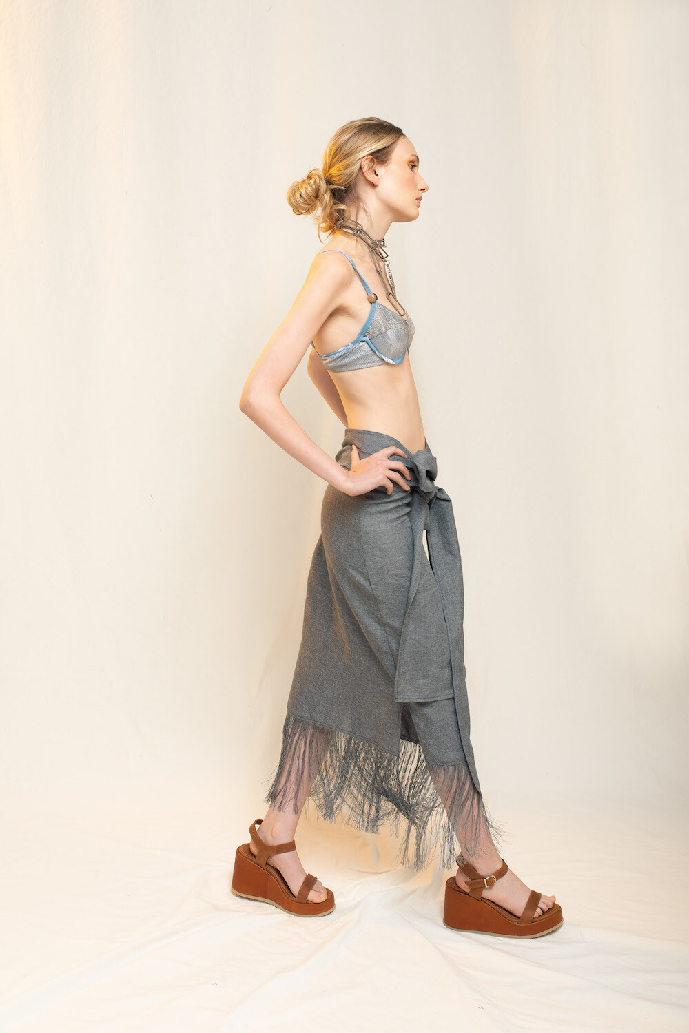 Ribbon Skirt Gris