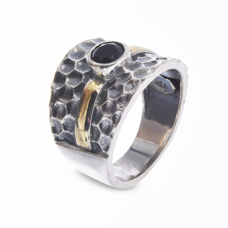 Anillo de plata 925 y double en oro 18 ktes con circonia. Anillo de plata 925 y double en oro 18 ktes con circonia.