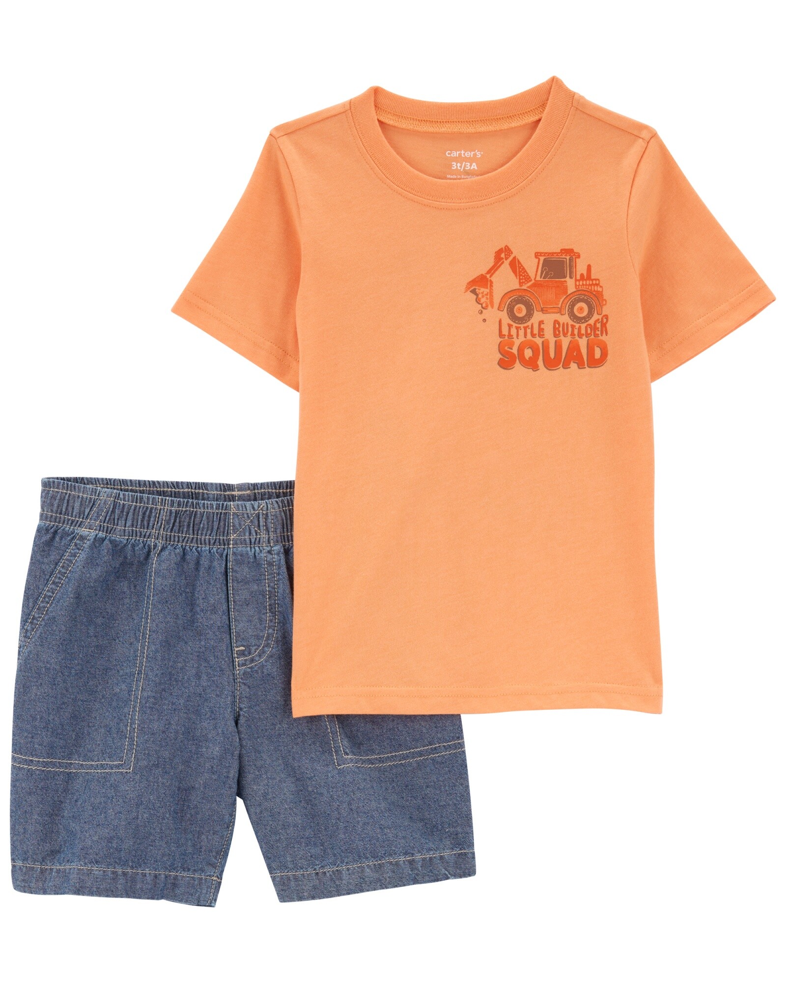Set dos piezas, short jean y remera estampa constructor Sin color