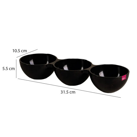 Copetinero Le Chef Redondo con 3 Divisiones 31.5x10.5x5.5Cm Negro
