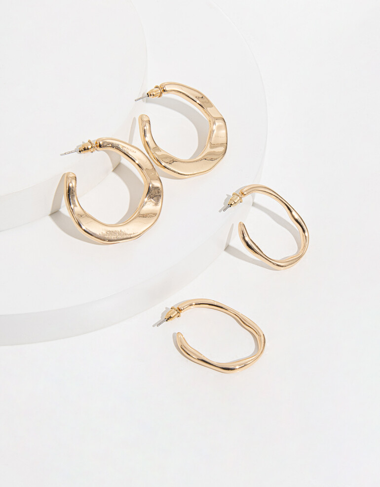 Aros Argollas Set Metal Sets De Aros - Dorado