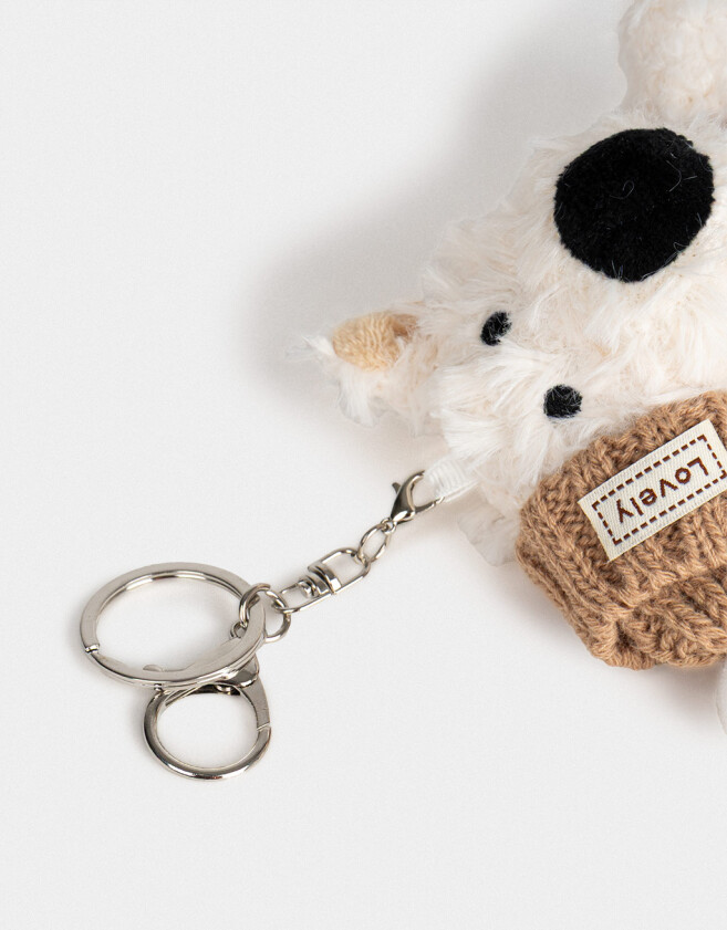 Llavero Peluche Llavero Y Charm De Peluche De Perrito - Blanco Crema