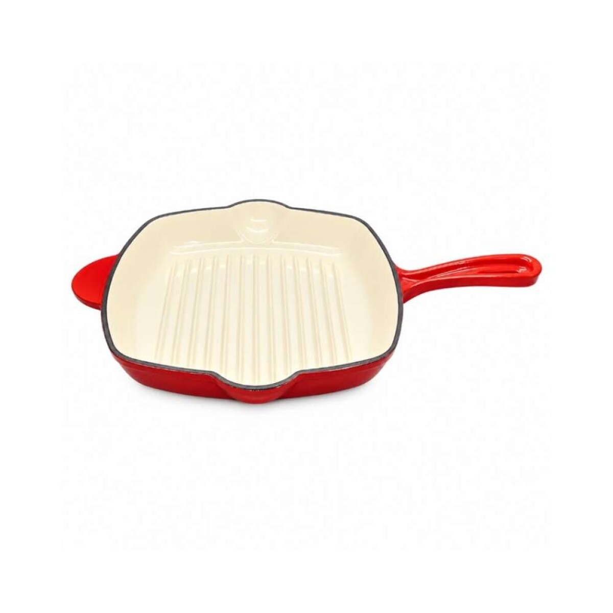 Sarten De Hierro Fundido Con Grill Fire King 26 Cm - Roja 