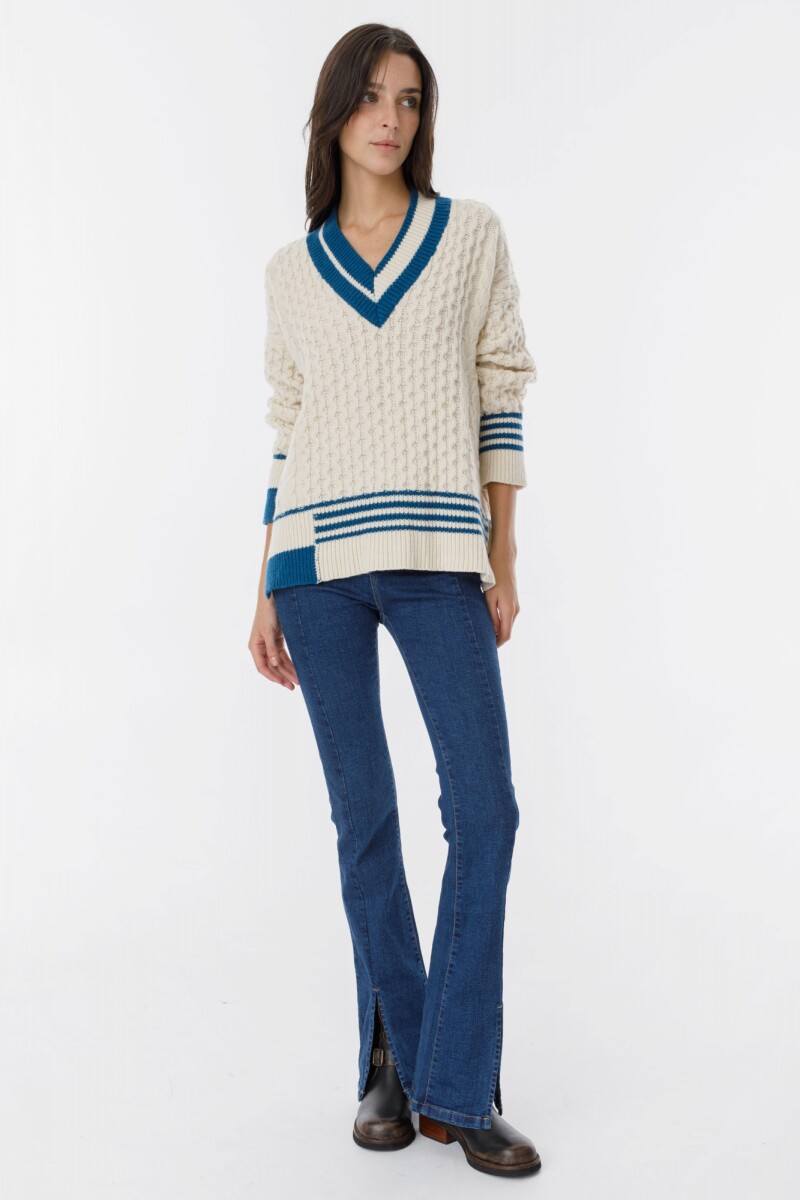 Sweater Copos Crudo/Azul