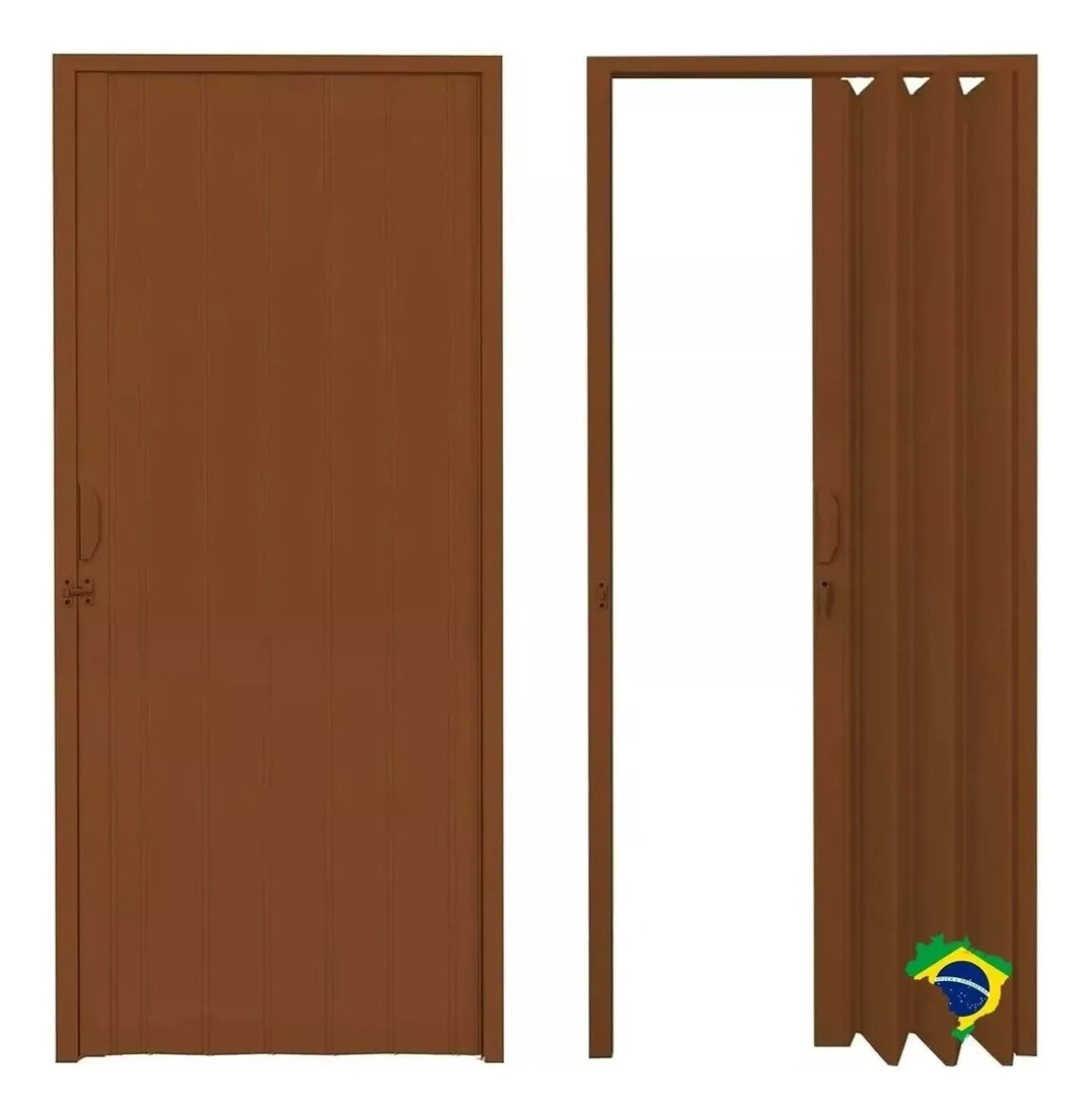 Puerta Pvc Corrediza Plegable Acordeon 210 X 90 Cm - Marrón 