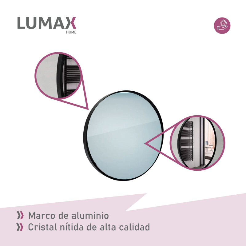 Espejo redondo de pared Lumax Diámetro 50cm Negro