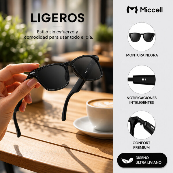 Lentes Inteligentes Bluetooth Música Llamadas Deporte Vq-pag08 NEGRO