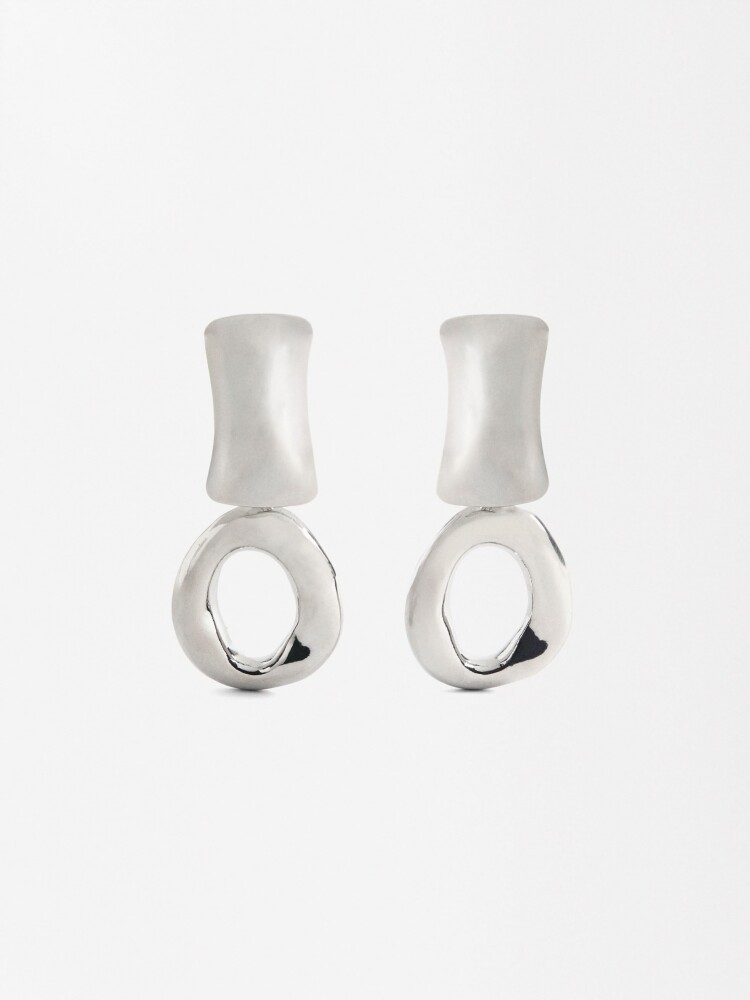 Pendientes Largos Geométricos plateado