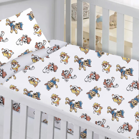 Juego Sábanas para Cuna 130 Hilos 100% Algodón Paw Patrol