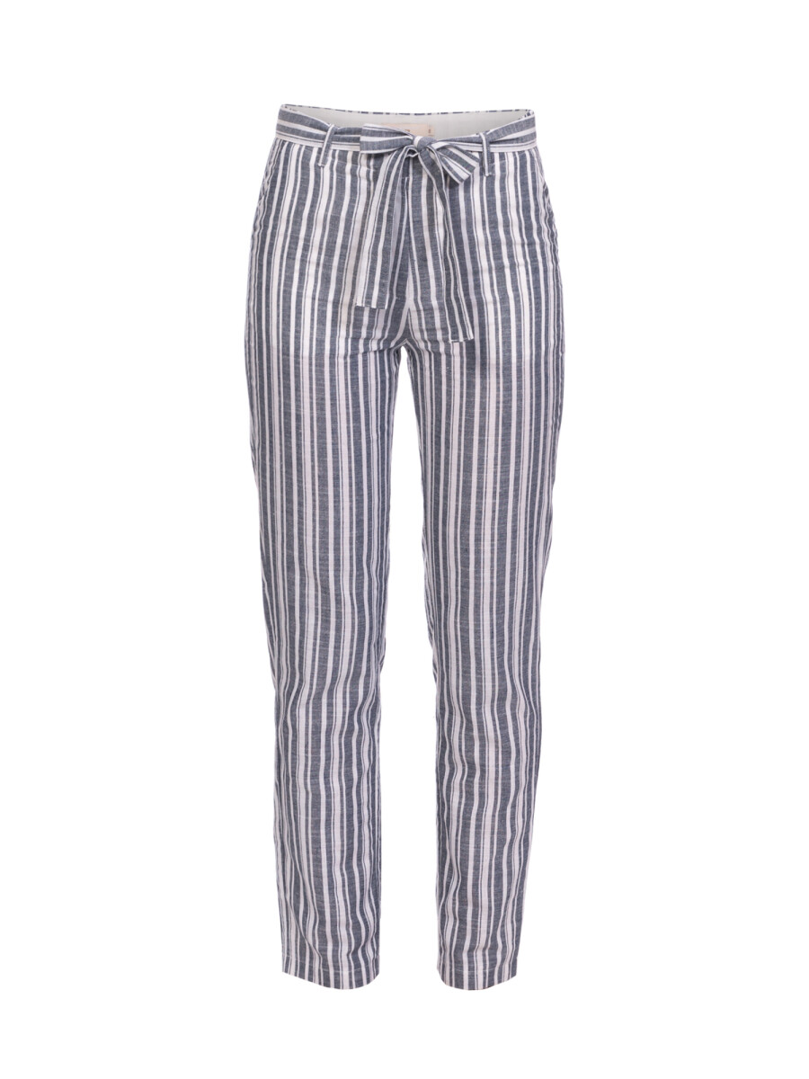 Pantalon Lino rayado - azul 