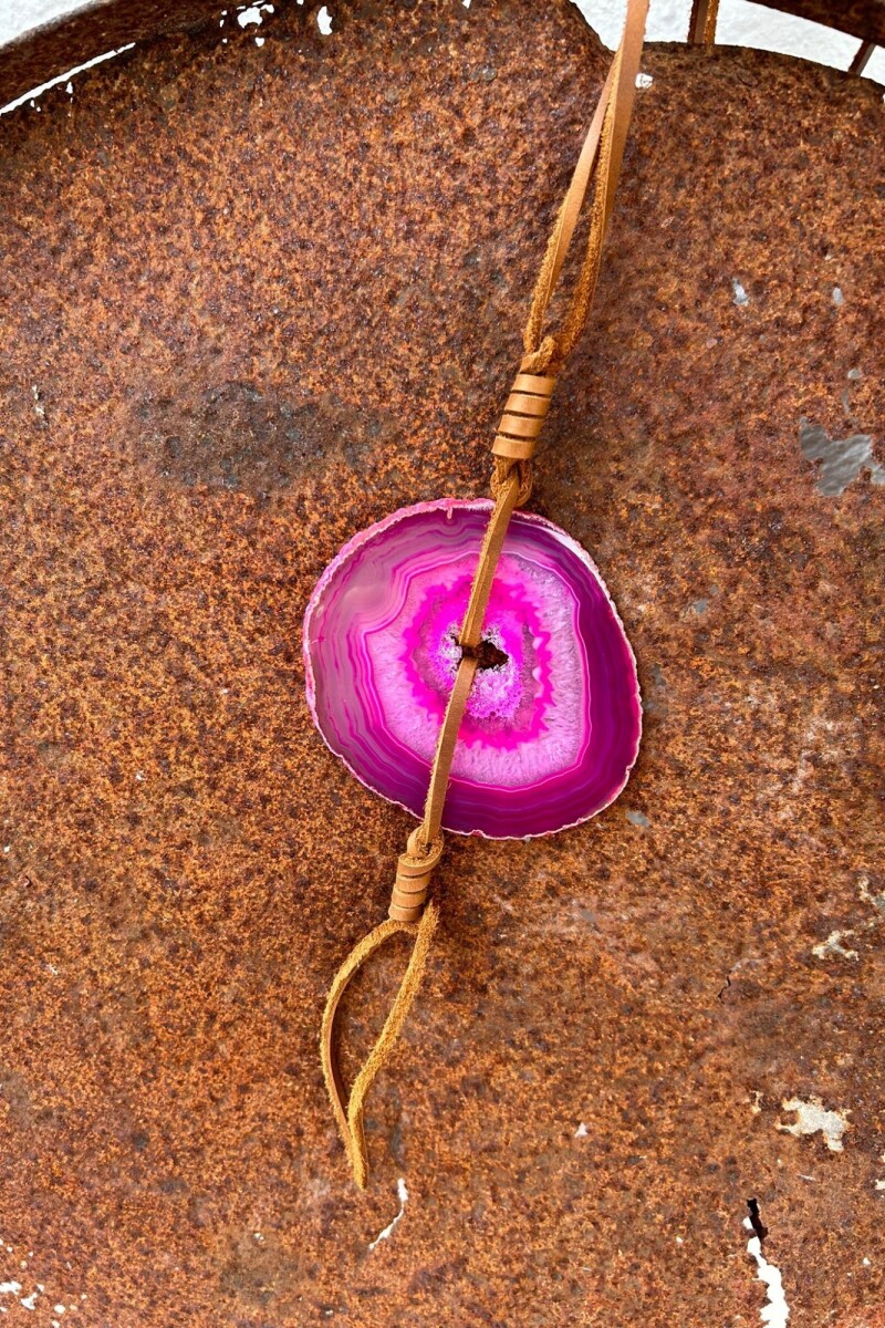 Simple Ágata Necklaces Fucsia