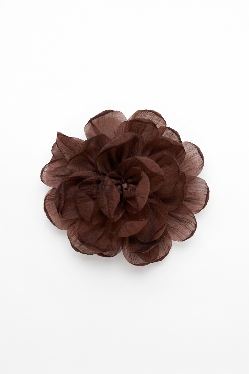 Broche flor marrón
