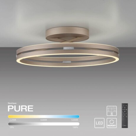 Plafón led doble anillo 42w 60cm regulable a control remoto con varias funciones, Champagne Plafón led doble anillo 42w 60cm regulable a control remoto con varias funciones, Champagne