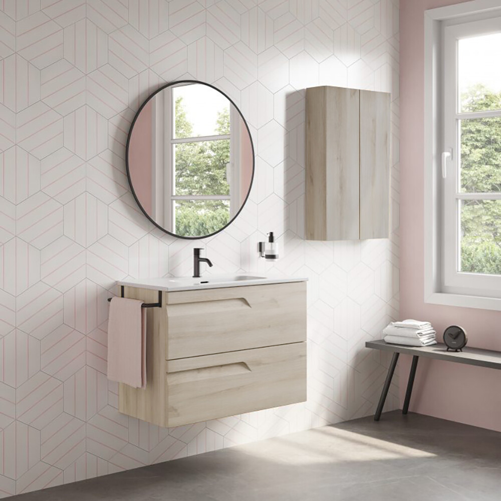 MUEBLE DE BAÑO SUSPENDIDO MODELO VITALE 60 CM BLANCO NATURE CON MESADA Mueble De Baño Suspendido Modelo Vitale 60 Cm Blanco Nature Con Mesada