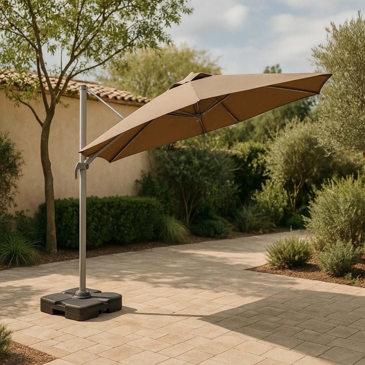 SOMBRILLA C/BASE - ALUMINIO-Y-POLIESTER MARRON SIDNEY 