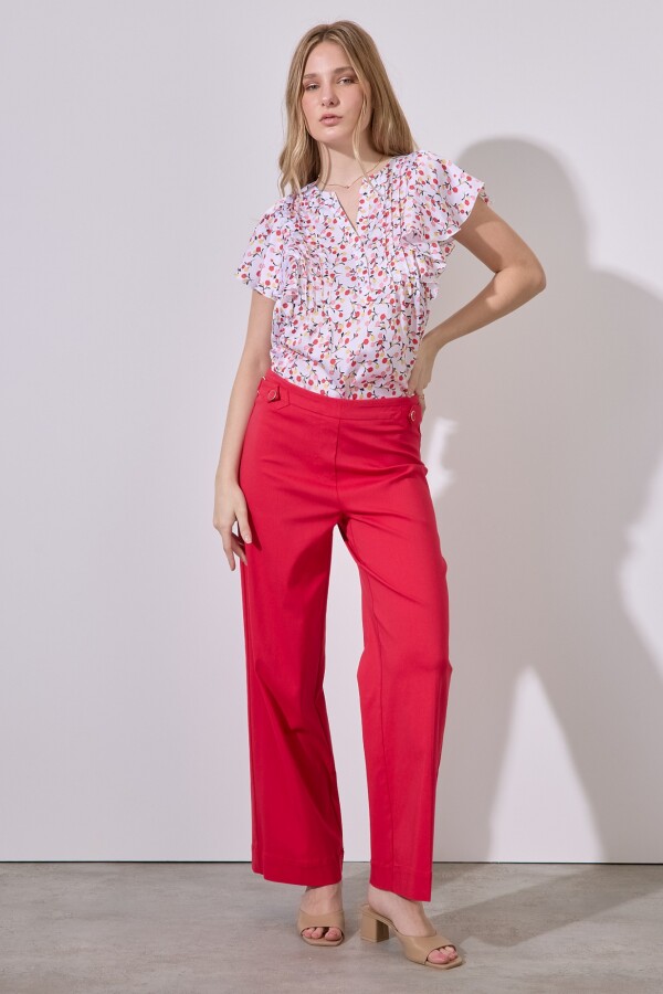 Pantalon Hebilla & Boton ROJO